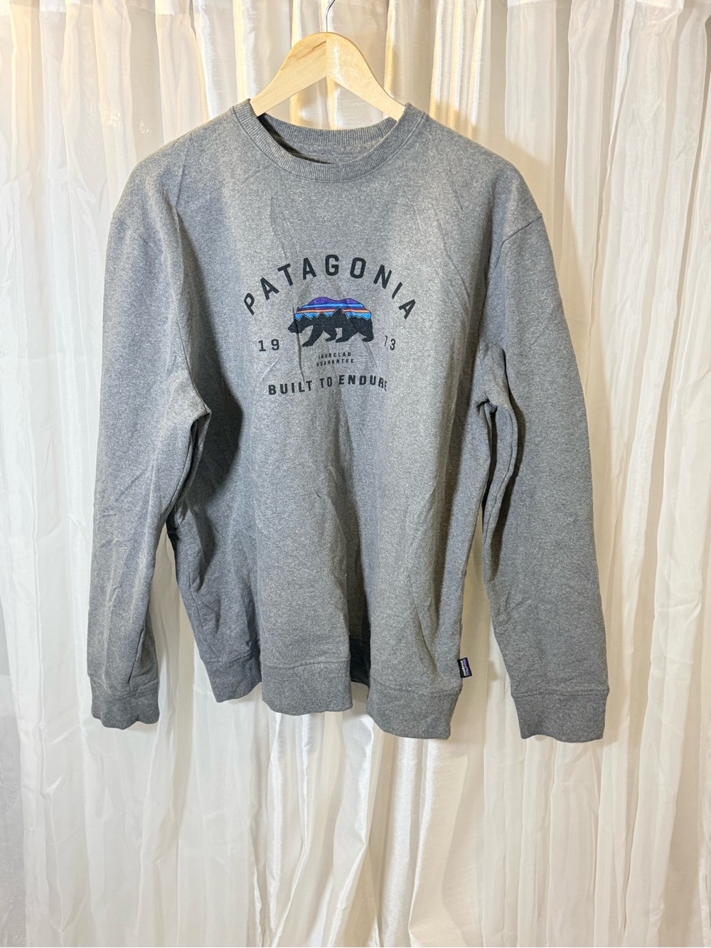 Patagonia Gray Crewneck Sweatshirt with Mountain Bear Graphic